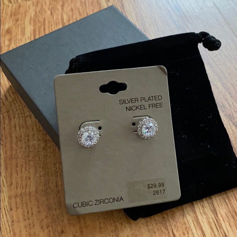 Cubic Zirconia silver plated nickel free earrings